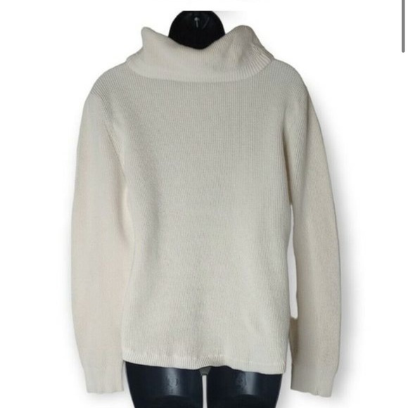 Ralph Lauren White Drawstring Cowl Neck Waffle Knit Top - Picture 4 of 8